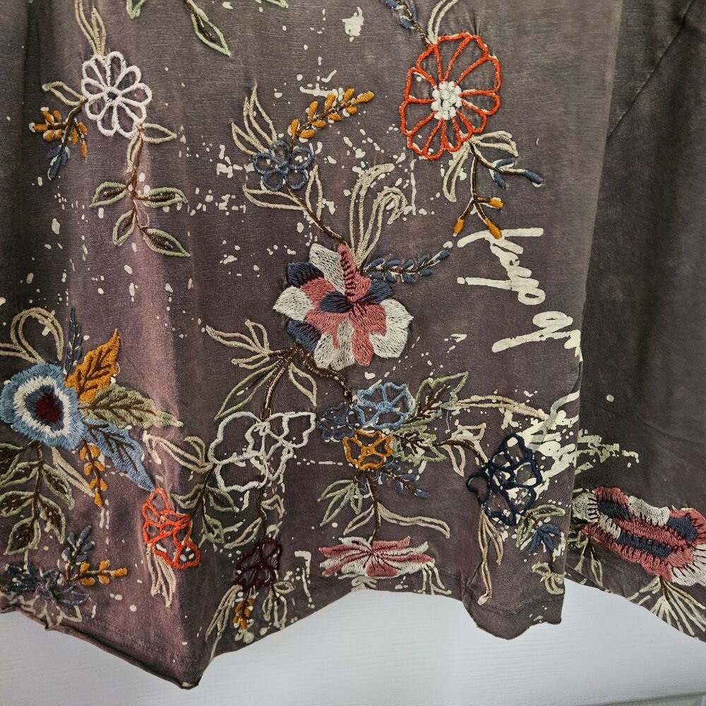 Caite Kyla Brigette Dress Embroidered XSmall Dark Gr T Shirt Long Top NWT - Picture 7 of 10